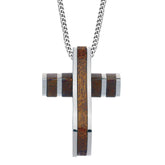 Stainless Steel & Wood Cross on 24 Chain